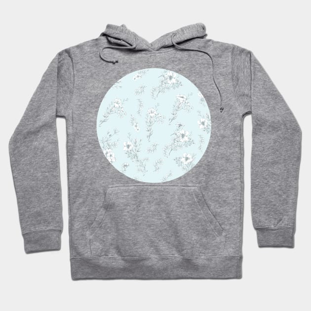 Flowers on pastel blue Hoodie by joyandgrace